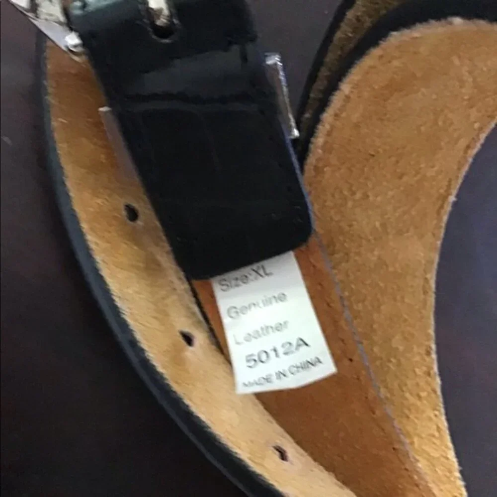 Golf Theme Black Leather Belt XL